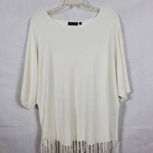 Women's Top Winter White w/ Fringe Accent Bottom